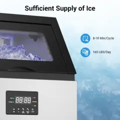 Mojgar Commercial Ice Maker 200lbs/24H, 50lbs Storage Bin, Under Counter Ice Machine
