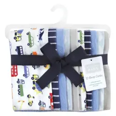 Hudson Baby Infant Boy Cotton Flannel Burp Cloths, Colorful Transportation, One Size
