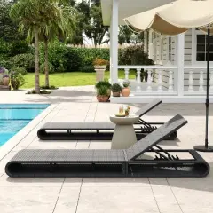 Christopher Knight Home Patio Rattan and Metal Chaise Lounge with Adjustable Backrest (Set of 2)