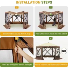 10'x10' Instant Screen House Tent, Outdoor Gazebo with 6 Mesh Walls, Lightweight Folding Shelter for Camping, Backyard & Patio