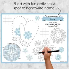 Big Dot of Happiness Winter Wonderland - Paper Snowflake Holiday Party and Winter Wedding Coloring Sheets - Activity Placemats - Set of 16