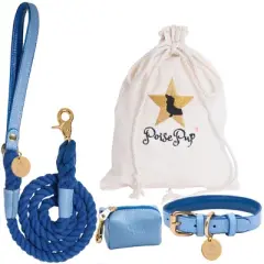 PoisePup &ndash; Luxury Pet Dog Waste Bag Holder &ndash; Soft Premium Italian Leather Poop Bag Dispenser - Ocean Vibes