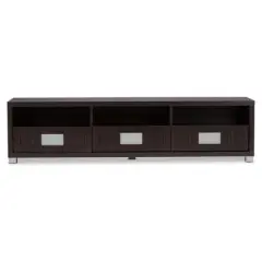 Gerhardine Wood 3 Drawer TV Stand for TVs up to 62" Dark Brown - Baxton Studio