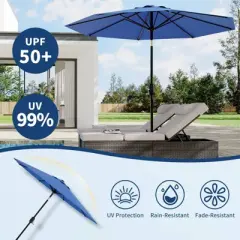 9' Outdoor Patio Umbrella, Outdoor Table Umbrella, Yard Umbrella, Market Umbrella with 8 Sturdy Ribs, Push Button Tilt and Crank