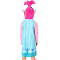 Dreamworks Trolls Movie Girls' Poppy Hooded Costume Nightgown Sleep Shirt Multicolored