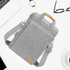 360 Protective Laptop Bag, 15.6 inch Vertical Computer Bag with Shoulder Strap & Front Raised & Vertical Pockets, Gray