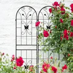 Lirago Blac 2 pieces Weatherproof Multi-functional Outdoor Screen-Laser-Cut Galvanized Steel Panelk 70.86"Hx19.68"Wx0.51"D