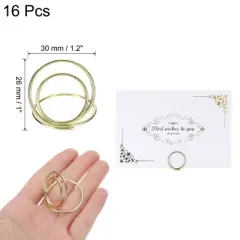 Unique Bargains Carbon Steel Table Number Round Mini Place Card Holders 1" x 1.2"