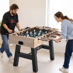 VEVOR Foosball Table, 55 inch Standard Size Table, Indoor Full Size Foosball Tables for Home, Family, and Game Room, Durable Soccer Set, Natural