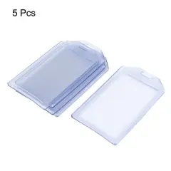 Unique Bargains Clear Blue PVC Soft Vertical Waterproof ID Work Badge Card Holder 5 Pcs