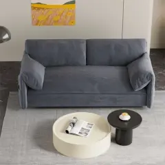 NicBex Velvet Loveseat Sofa Modern Convertible Pull-Out Sofa Bed with Side Storage for Living Room,Apartment,Gray