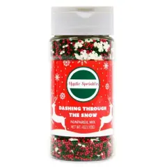 Mystic Sprinkles Dashing Through The Snow Nonpareil Sprinkle Mix 4oz Bottle