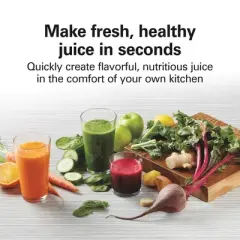 Hamilton Beach HealthSmart Compact Juice Extractor - 67500: 400W Juicer Machine, Dishwasher-Safe, 1-Speed, Black