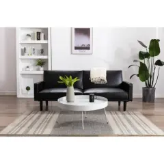 Faux Leather Futon Sofa with Arms Black - Room Essentials&trade;