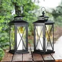 Lirio 20.5" Indoor/Outdoor Lantern (Set of 2) - PLT4064 - Black - Safavieh