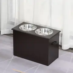 PawHut Raised Pet Feeding Storage Station with 2 Stainless Steel Bowls Base for Large Dogs and Other Large Pets