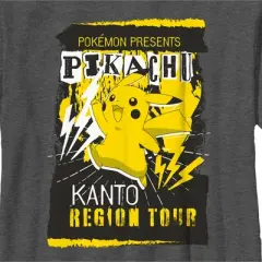 Boy's Pokemon Pikachu Kanto Region Tour Poster T-Shirt