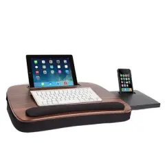 Sofia + Sam Multi Tasking Memory Foam Lap Desk (Brown Wood Top) - Supports Laptops Up to 15 Inches