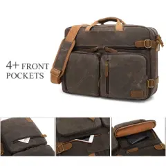 Laptop Messenger Bag Vintage Shoulder Bag Convertible Backpack Retro Briefcase Versatile Travel Bag