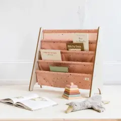 3 Sprouts Recycled Fabric Kids Bookcase, Toddler Bookshelf - Terrazzo Clay