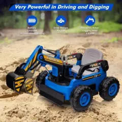 Kids Ride On Electric Excavator Digger Car with Remote Control & Digging Arm, 12V 10Ah Battery, 360&deg; Rotation Riding Toy