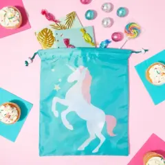 Blue Panda 15 Pack Large Drawstring Animal Themed Party Favor Bags for Kids Birthday, 5 Designs (10 x 12 In)