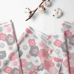 Bacati - Floral Printed Coral Gray 100 percent Cotton Universal Baby US Standard Crib or Toddler Bed Fitted Sheet