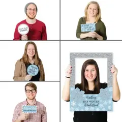 Big Dot of Happiness Winter Wonderland - Snowflake Holiday Party & Winter Wedding Selfie Photo Booth Picture Frame & Props -Printed on Sturdy Material