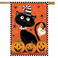 Briarwood Lane House Flag 40x28 For Outdoor Black Kitty Halloween For Halloween House Flag