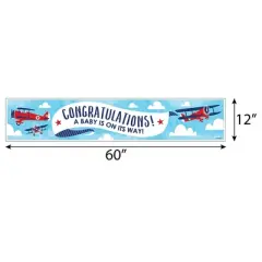 Big Dot of Happiness Taking Flight - Airplane - Vintage Plane Baby Shower Decorations Party Banner