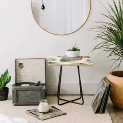 Iveta Abolina Bohemian Monstera Side Square Table Black - Deny Designs