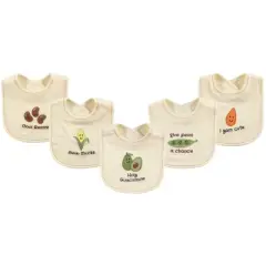 Touched by Nature Baby Organic Cotton Bibs 5pk, Guacamole, One Size