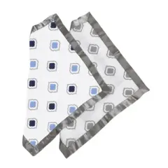 Bacati - Moroccan Tiles Blue/Gray Muslin 2 pc Security Blankets