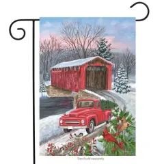 Briarwood Lane Winter Covered Bridge Seasonal Garden Flag Pickup