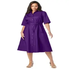 Jessica London Women&rsquo;s Plus Size Poplin Shirtdress