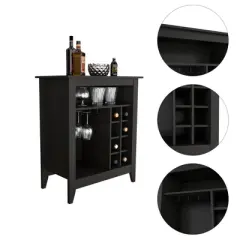 Gulches Black Bar Cabinet: Stylish Storage with Built-in Wine Rack