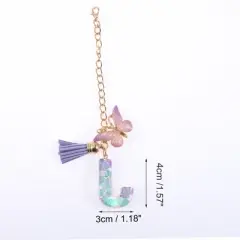 Unique Bargains Heart Sequin Letter J Butterfly Tassel Water Cup Pendant Purple 1 Pc