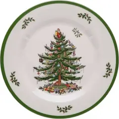 Spode Christmas Tree Melamine Salad Plate (Set of 4) - 8 Inch Shatterproof Serving Plate - Festive Tableware, Dishwasher Safe Dinnerware