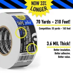 Impresa Professional Grade Aluminum Foil Tape - 4 Pack - 2 Inch by 210 Feet (70 Yards) 3.6 Mil Each Roll - High Temperature