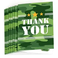 Big Dot of Happiness Camo Hero - Army Military Camouflage Party Thank You Cards (8 count)