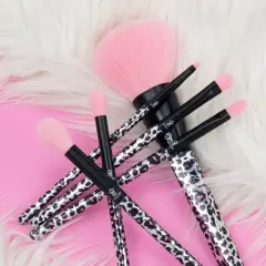 MODA Brush Leopard Face and Eye Makeup Brush Set Bundle- 6pc