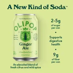 OLIPOP Ginger Ale Prebiotic Soda - 12 fl oz Can