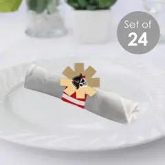 Big Dot of Happiness Pirate Ship Adventures - Skull Birthday Party Paper Napkin Holder - Napkin Rings - Set of 24