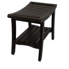 DecoTeak&reg; Harmony&reg; 24" Teak Wood Shower Bench with Shelf and LiftAide&reg; Arms in Woodland Brown Finish