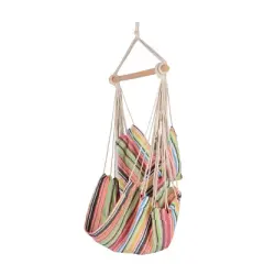 Boho Breeze Swinging Bungalow Hammock Chair - Coral Stripe - Blue Wave