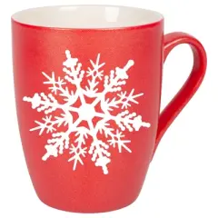 Elanze Designs Snowflake Bold Line Crimson Red 10 ounce New Bone China Coffee Cup Mug