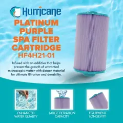 Hurricane Filters HF4H21-01P Platinum Purple Pool Filter Cartridge - for PTL18P4, Unicel 4CH-21, Filbur FC-0136, Pageant Spa Top Load, 4 Pack