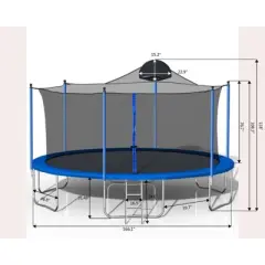 DSVIMOY Trampoline, Kids&Adults Trampoline with Heighten Net, Indoor Outdoor Recreational Trampoline, Blue, 166"*166"*110"