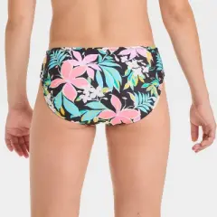 Girls' Ebony Tropical Floral Printed Bikini Swim Bottom - art class&trade; Black