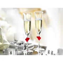 6.3oz 2pk Glass L'Amore Heart Flute Drinkware Set - Stolzle Lausitz